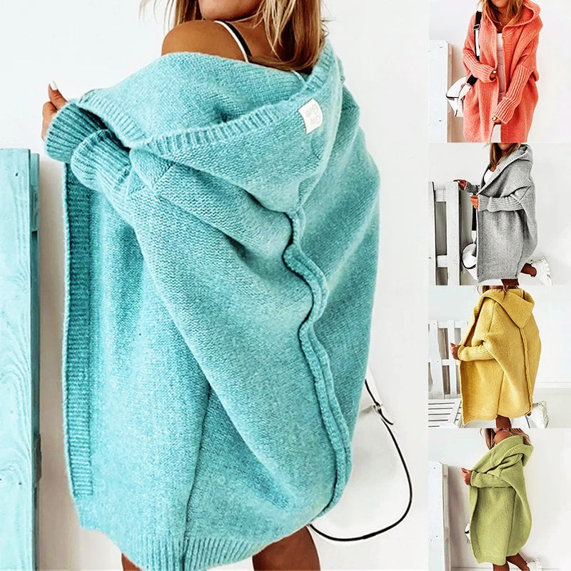 Gilet long à capuche ample pour femme | Maëlyne