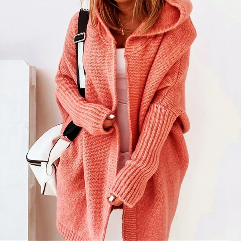 Gilet long à capuche ample pour femme | Maëlyne