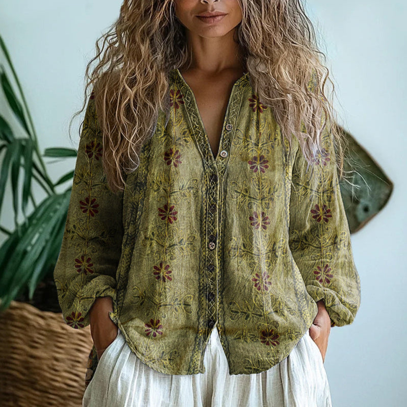 Chemisier Femme Élégant Vintage | Imprimé