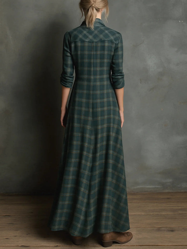 Robe Maxi à Carreaux avec Col | Aries