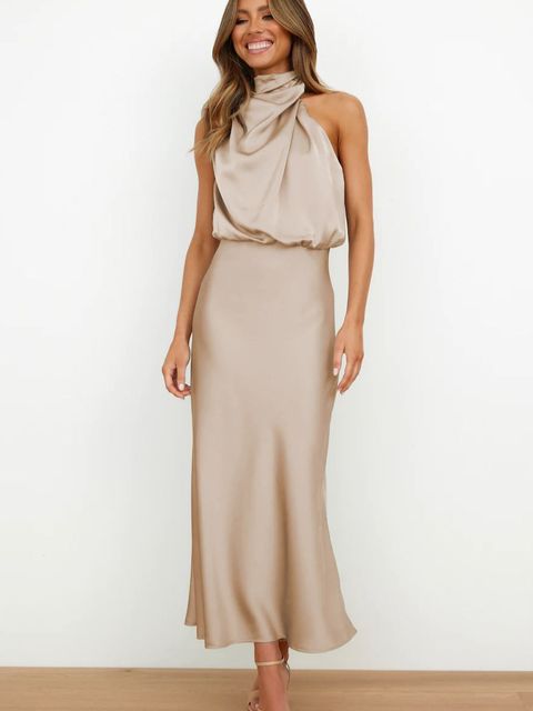 Robe midi de cocktail ceinturée élégante