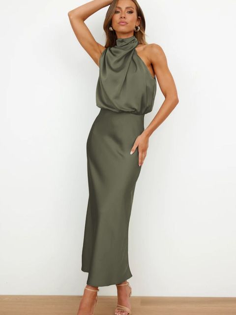 Robe midi de cocktail ceinturée élégante