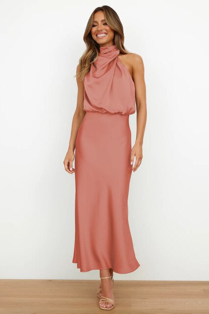 Robe midi de cocktail ceinturée élégante