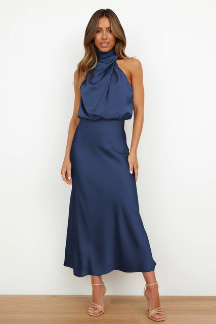 Robe midi de cocktail ceinturée élégante
