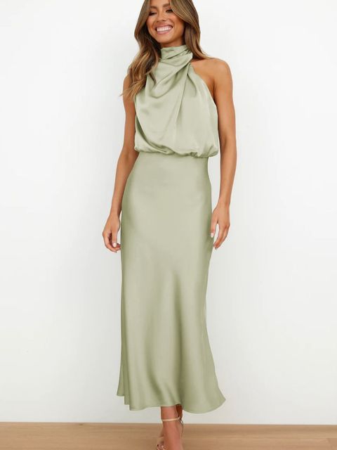 Robe midi de cocktail ceinturée élégante