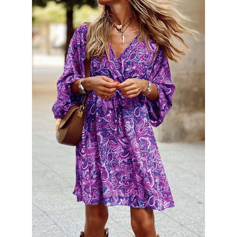 Robe boho fluide à imprimé coloré