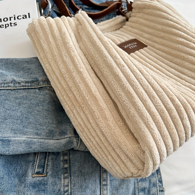 Sac bandoulière en velours côtelé avec anse réglable