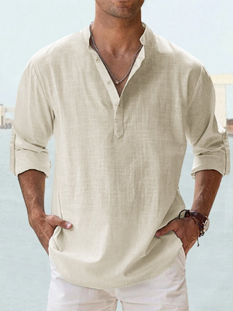 Chemise en lin homme manches longues coupe décontractée