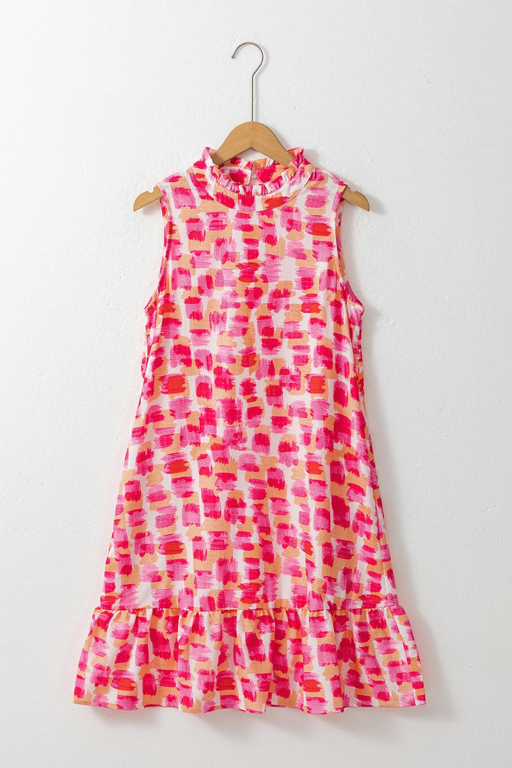 Robe courte sans manches imprimé abstrait