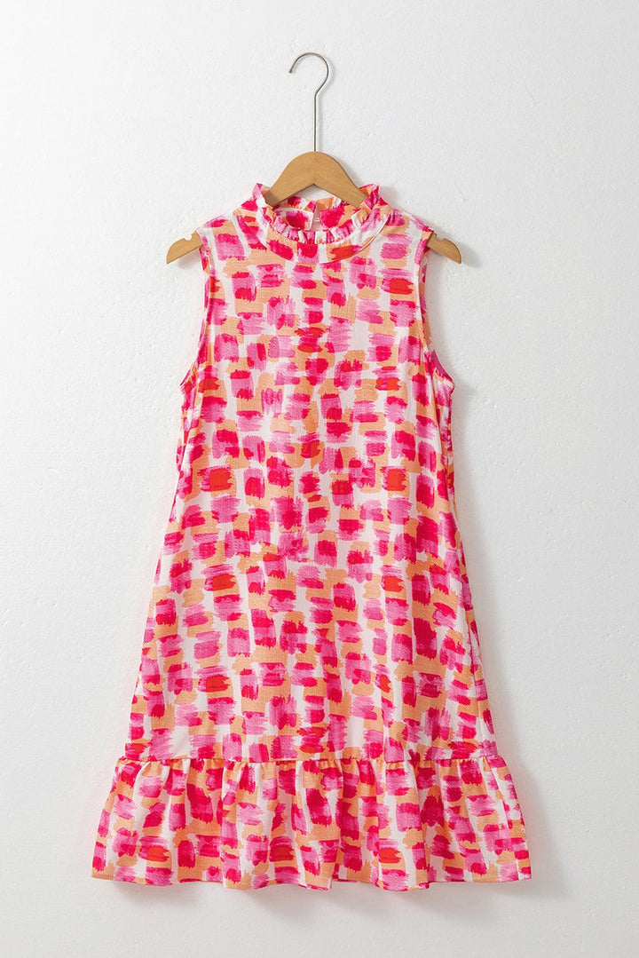 Robe courte sans manches imprimé abstrait