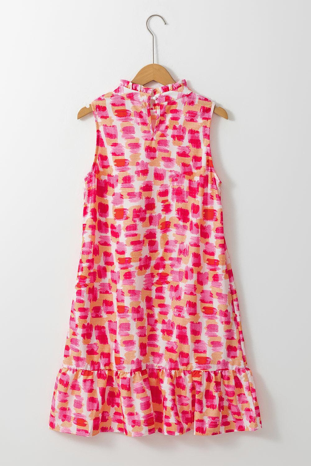 Robe courte sans manches imprimé abstrait