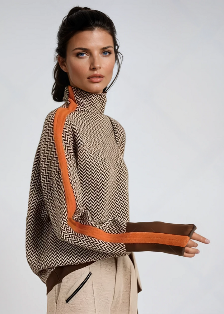 Pull À Col Montant À Rayures Pour Femme | Nolwen