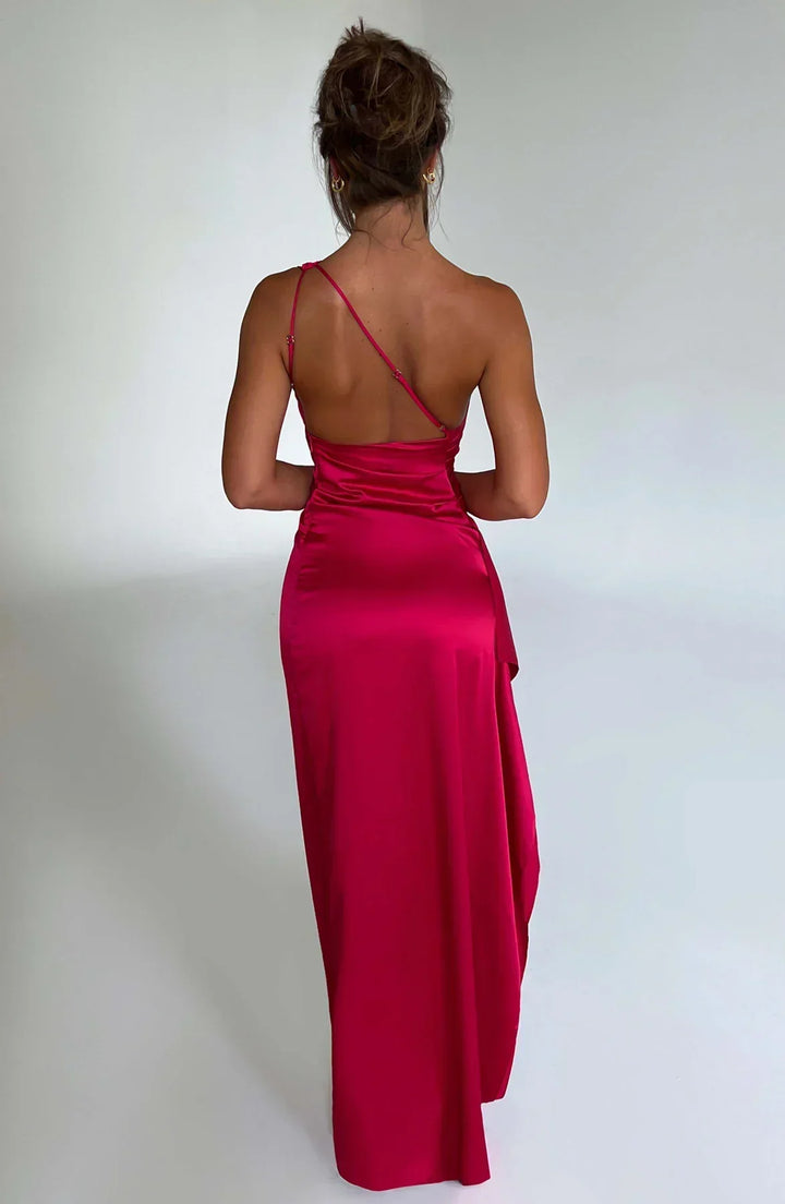 Robe longue satinée fluide soirée élégante