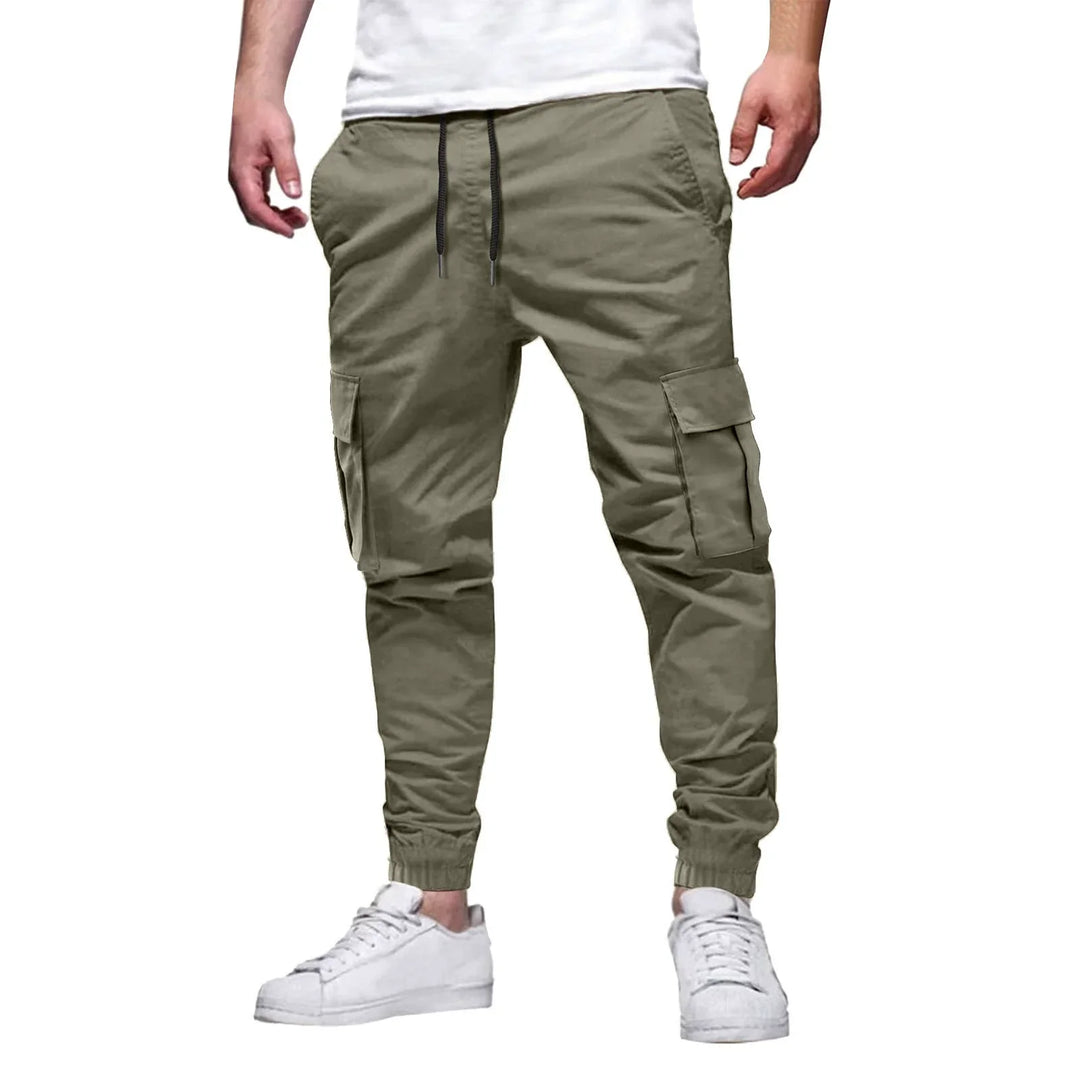 Pantalon cargo jogger homme coupe slim en coton stretch