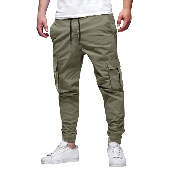 Pantalon cargo jogger homme coupe slim en coton stretch
