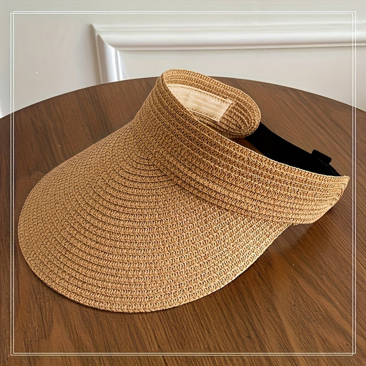 Visière large tressée anti-UV respirante