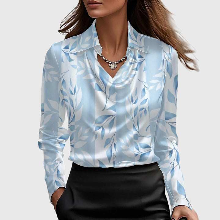 Blouse élégante à col drapé pour femme | Elmira