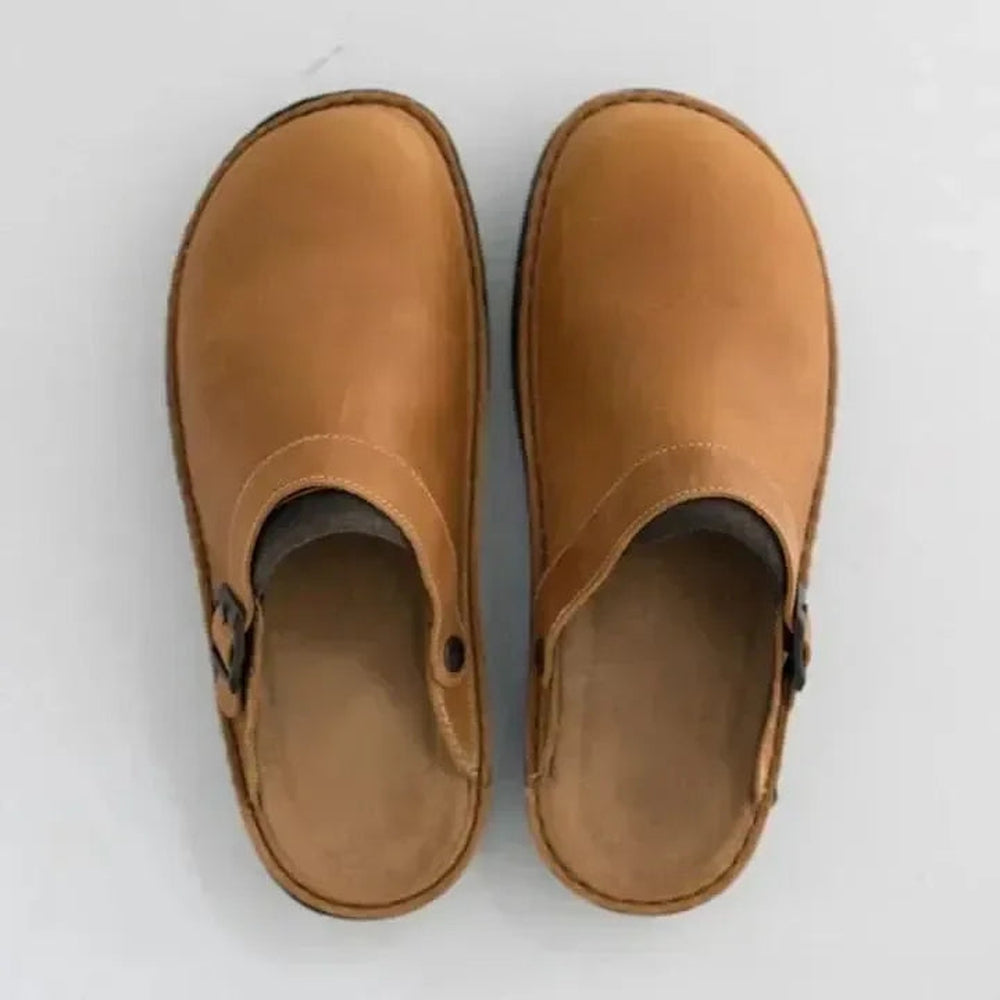 Pantoufles en cuir avec semelles amovibles pour femme