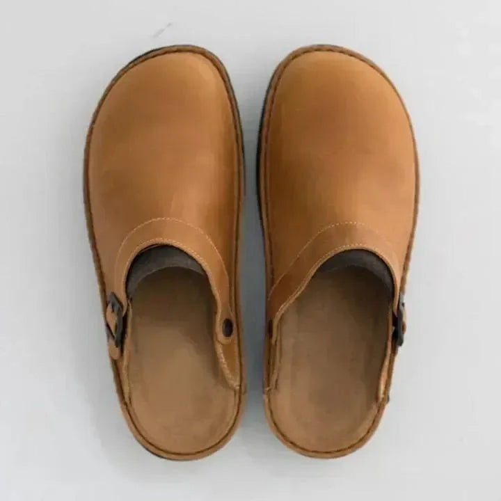 Pantoufles en cuir avec semelles amovibles pour femme