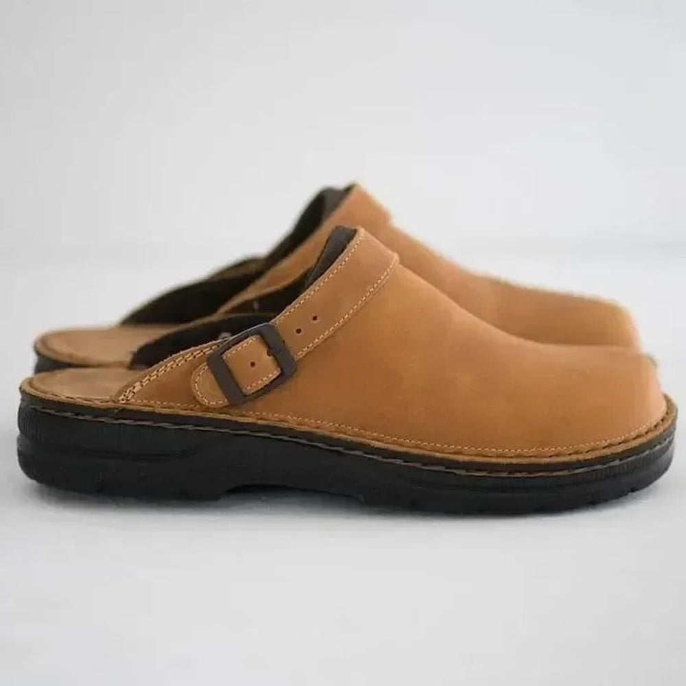 Pantoufles en cuir avec semelles amovibles pour femme