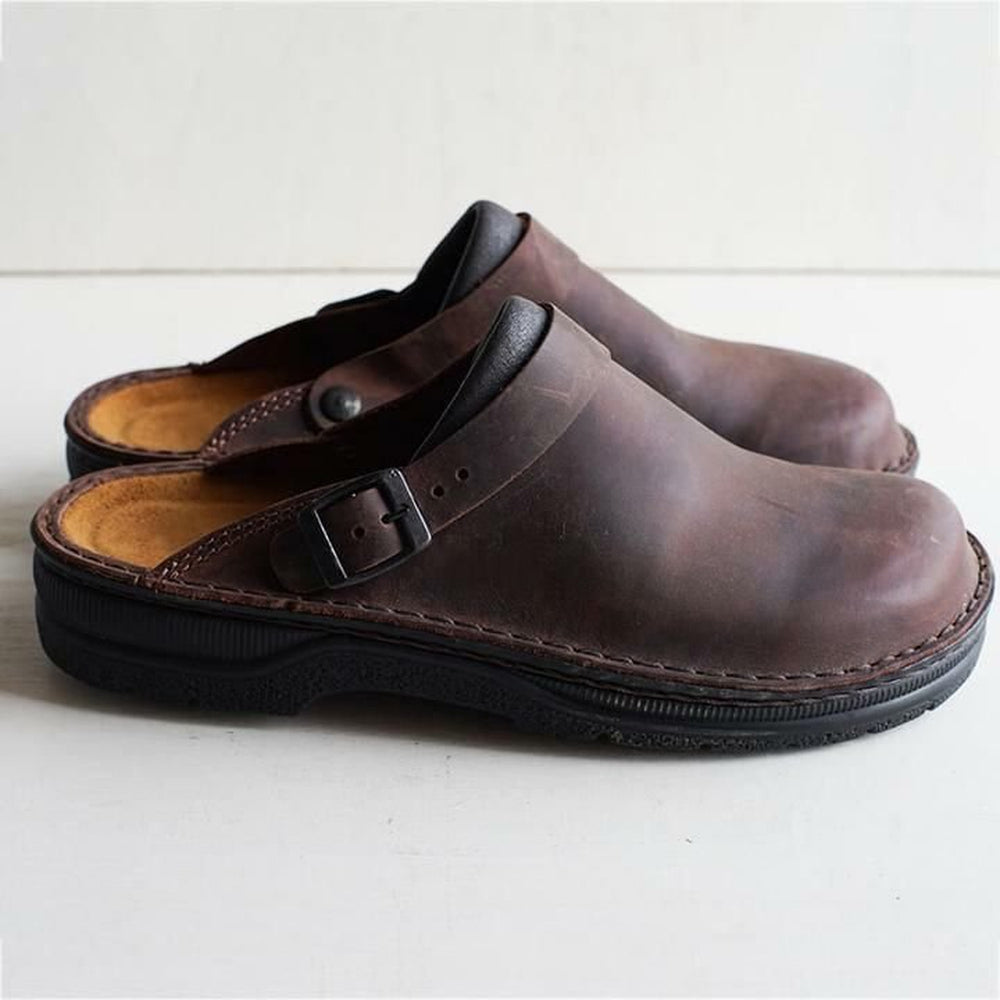 Pantoufles en cuir avec semelles amovibles pour femme