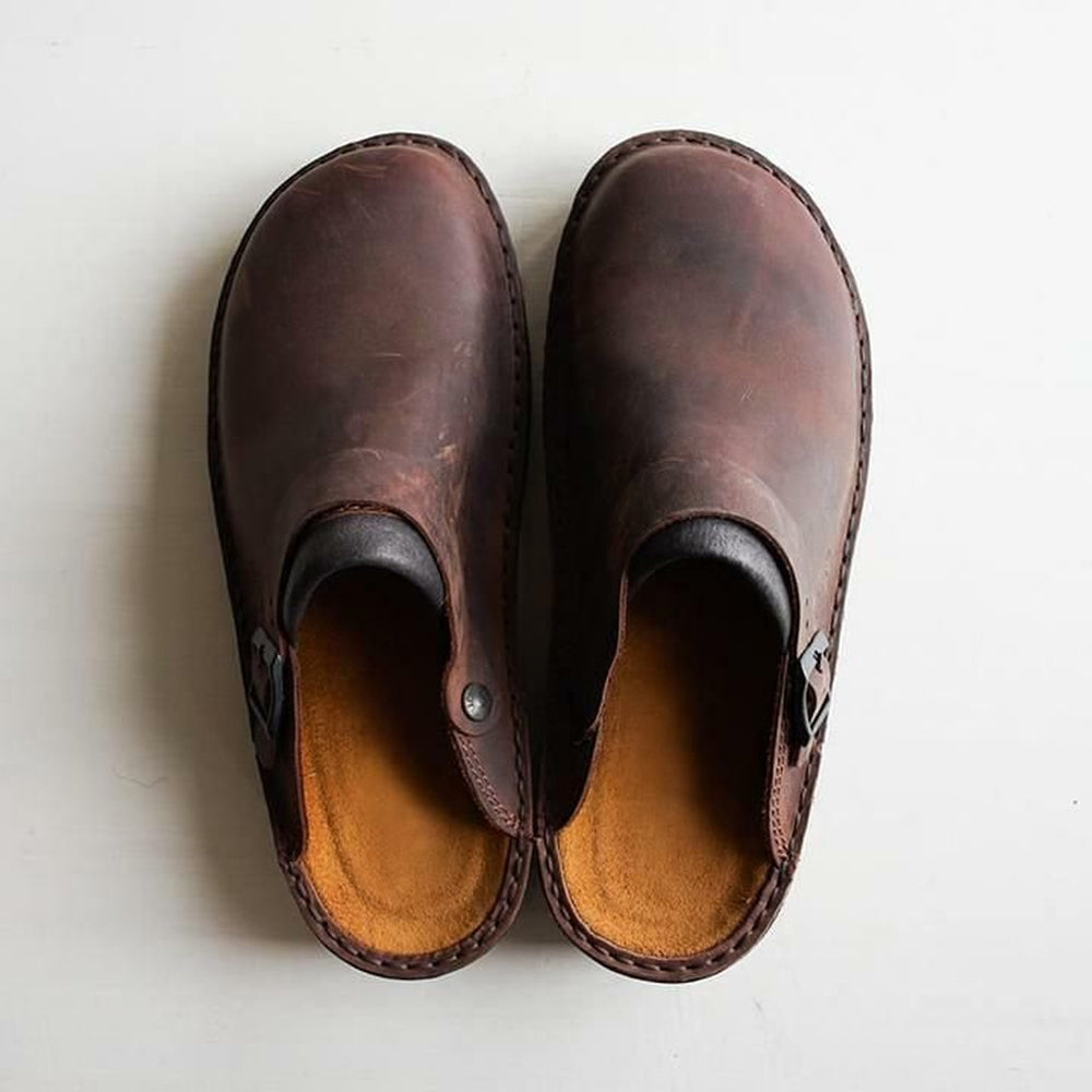 Pantoufles en cuir avec semelles amovibles pour femme