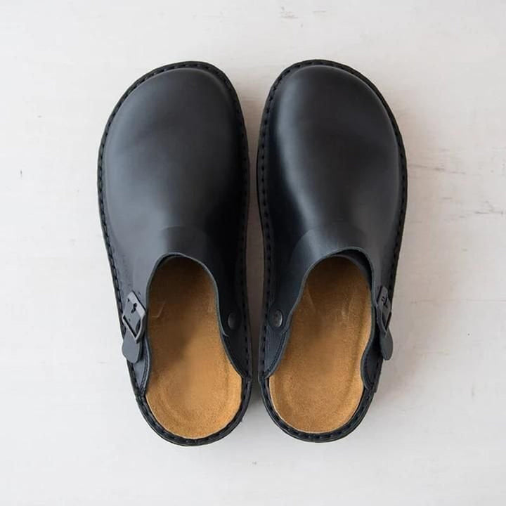 Pantoufles en cuir avec semelles amovibles pour femme