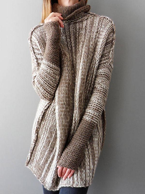 Pull col montant en tricot respirant pour femme