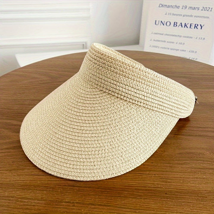 Visière large tressée anti-UV respirante