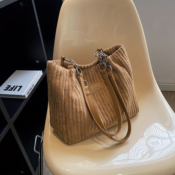 Sac bandoulière en velours côtelé avec anse réglable