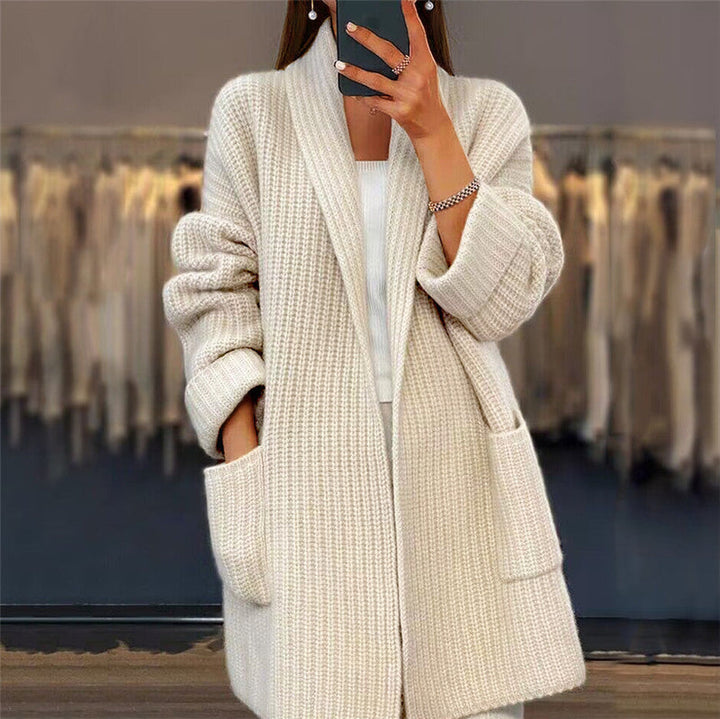 Cardigan long côtelé pour femme | Thalisse