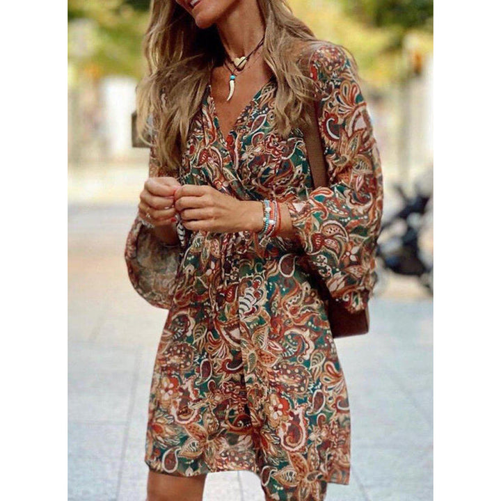 Robe boho fluide à imprimé coloré