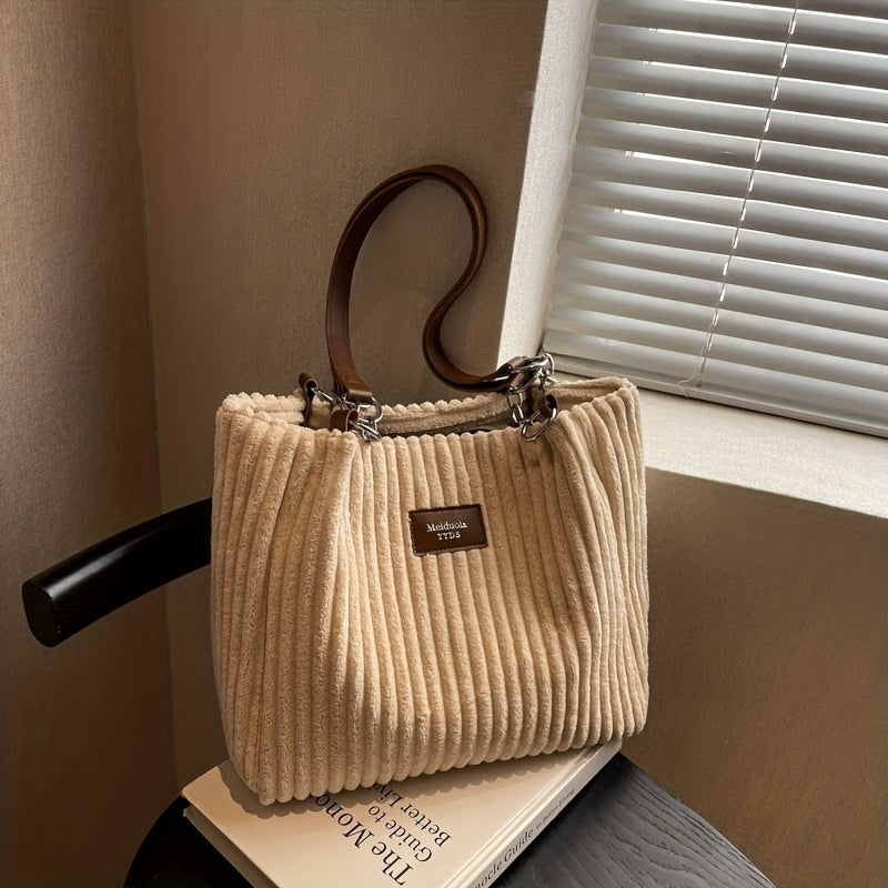 Sac bandoulière en velours côtelé avec anse réglable
