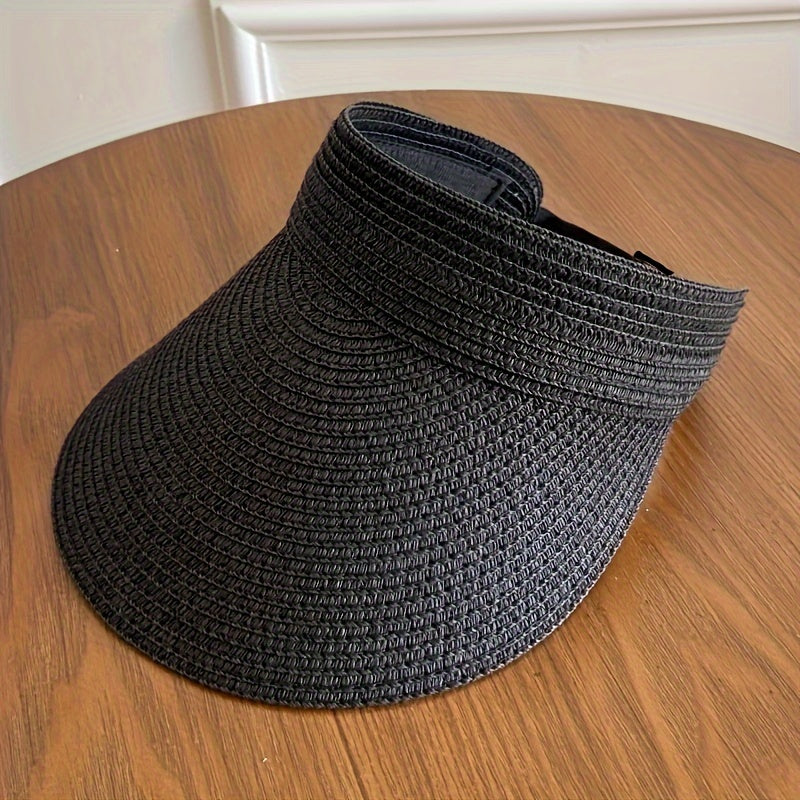 Visière large tressée anti-UV respirante