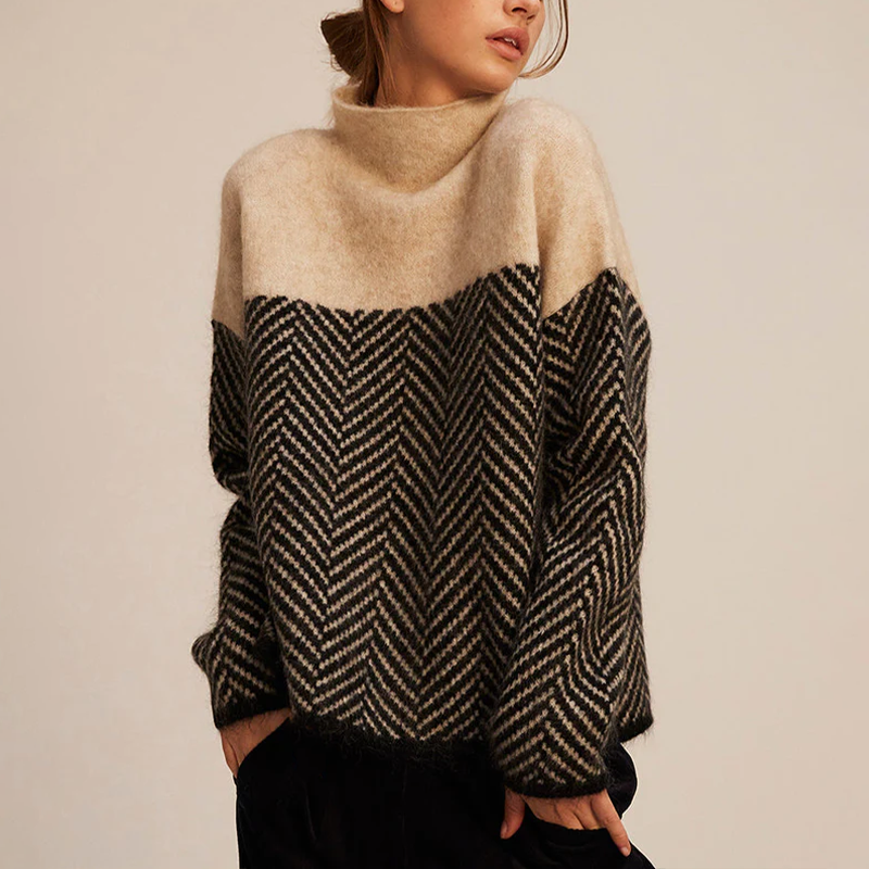 Margaux | Pull Graphique Femme à Motif Contrasté