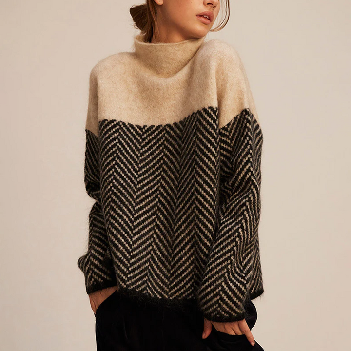 Margaux | Pull Graphique Femme à Motif Contrasté