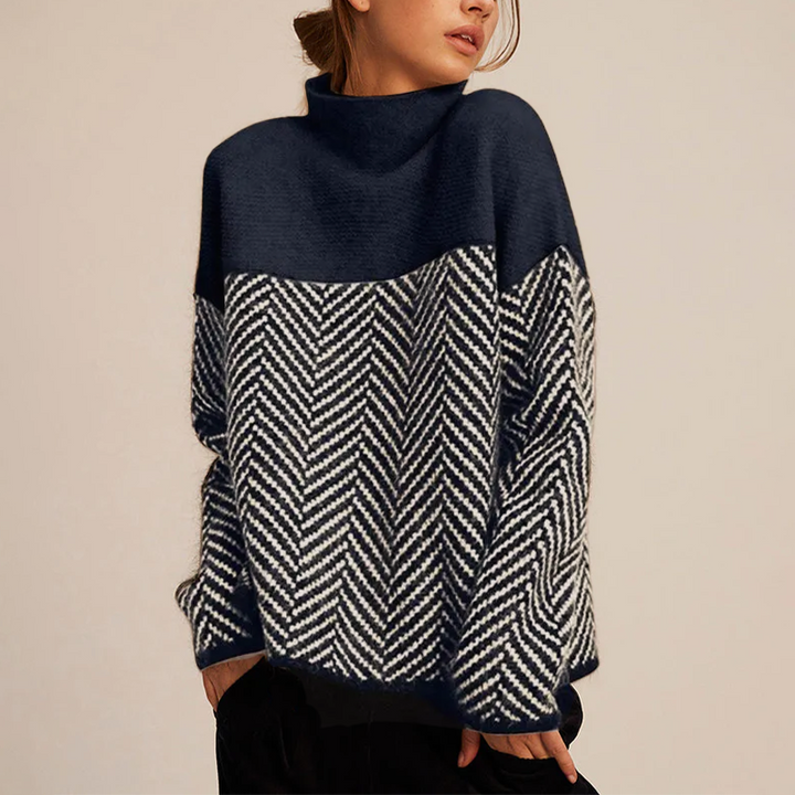 Margaux | Pull Graphique Femme à Motif Contrasté