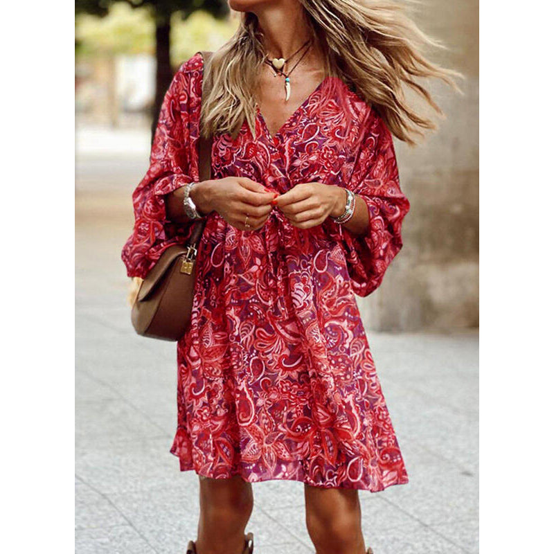 Robe boho fluide à imprimé coloré