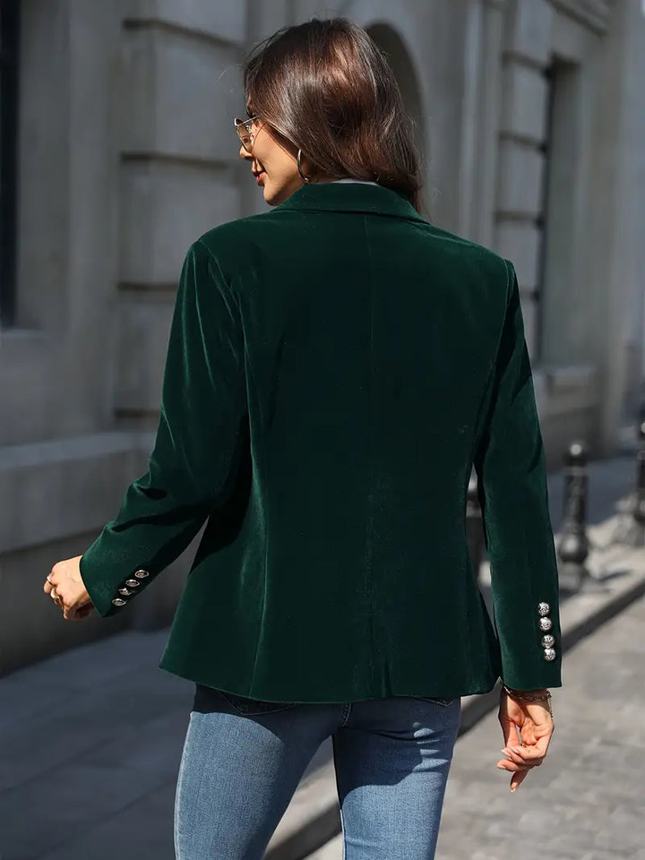 Blazer ajusté en velours avec boucle pour femme