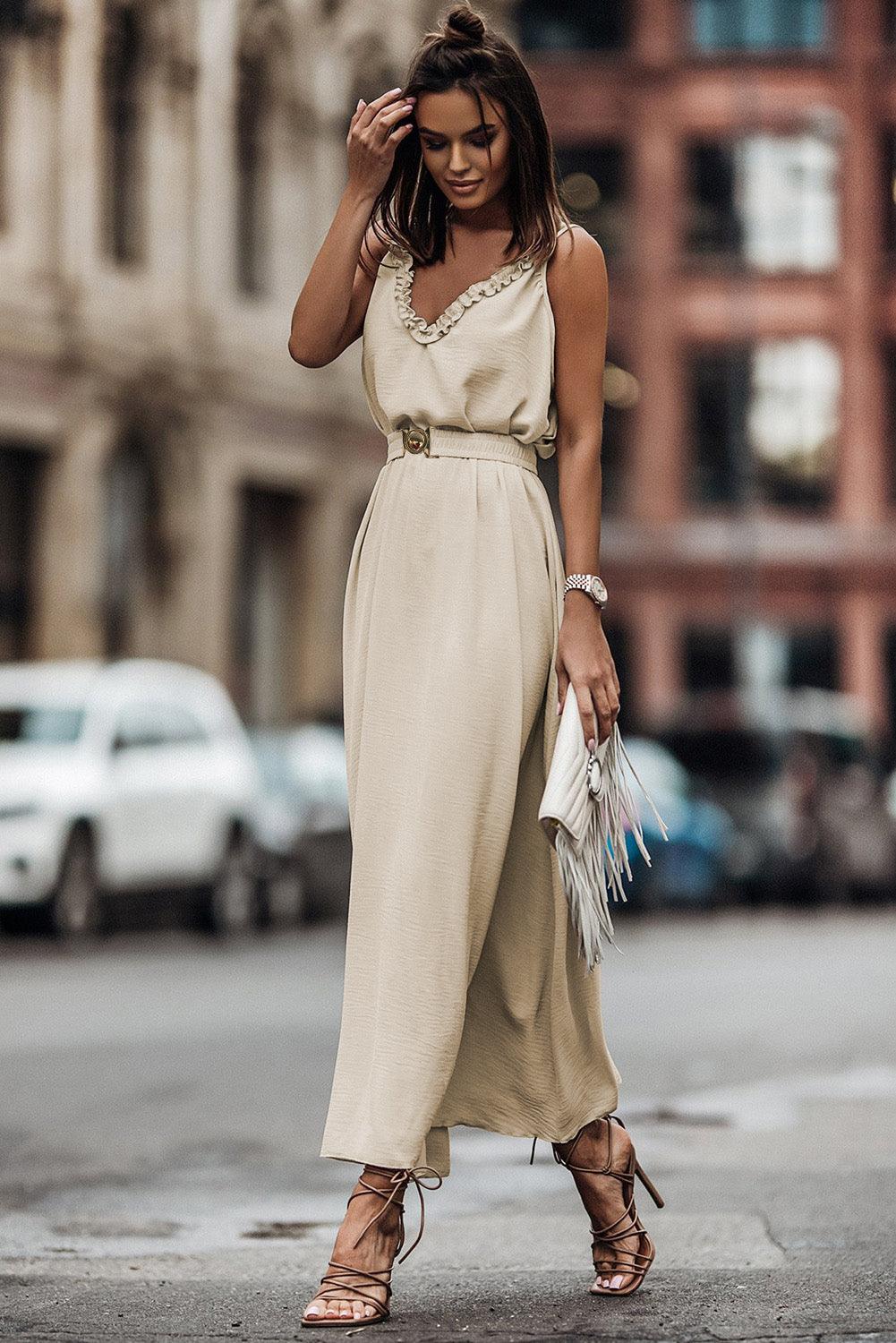 Robe longue fluide taille élastique