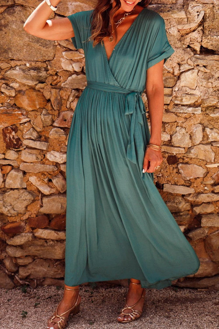 Robe longue fluide à ceinture