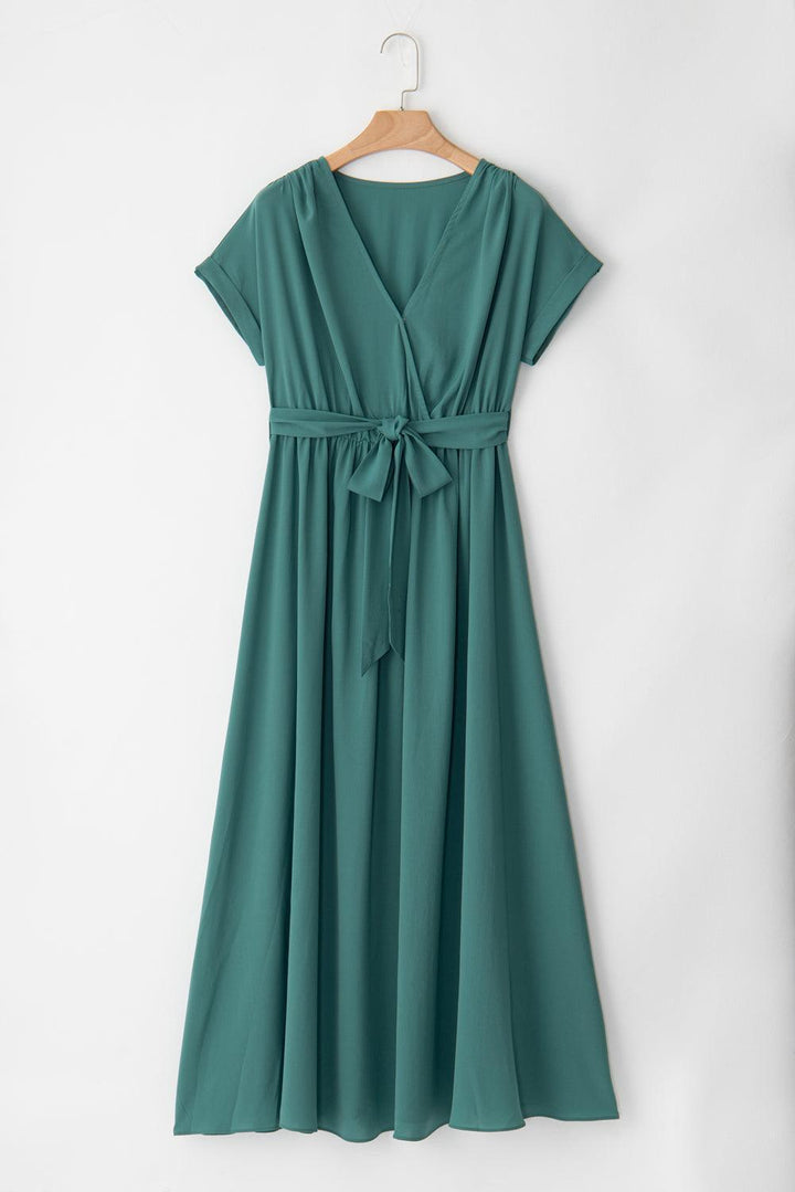 Robe longue fluide à ceinture