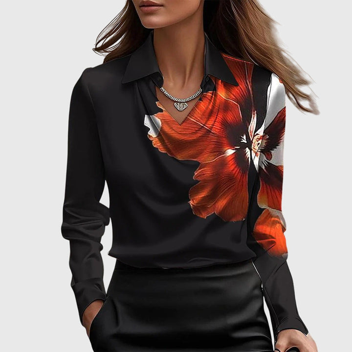 Blouse élégante à col drapé pour femme | Elmira