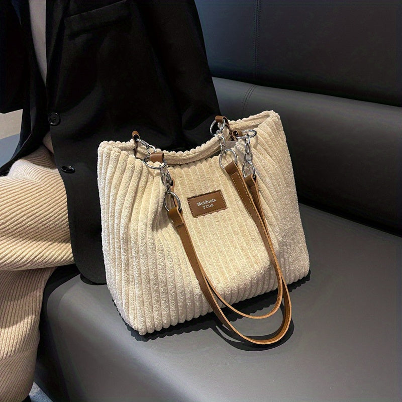 Sac bandoulière en velours côtelé avec anse réglable