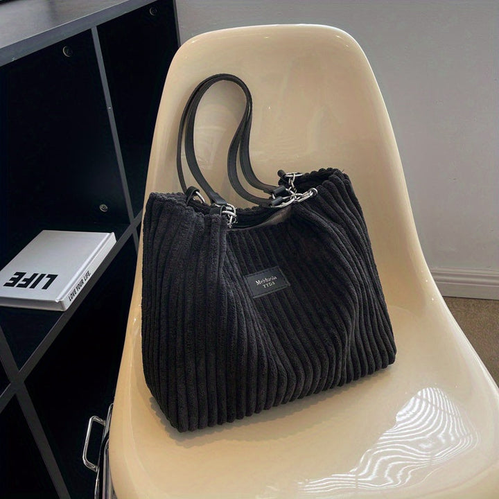 Sac bandoulière en velours côtelé avec anse réglable