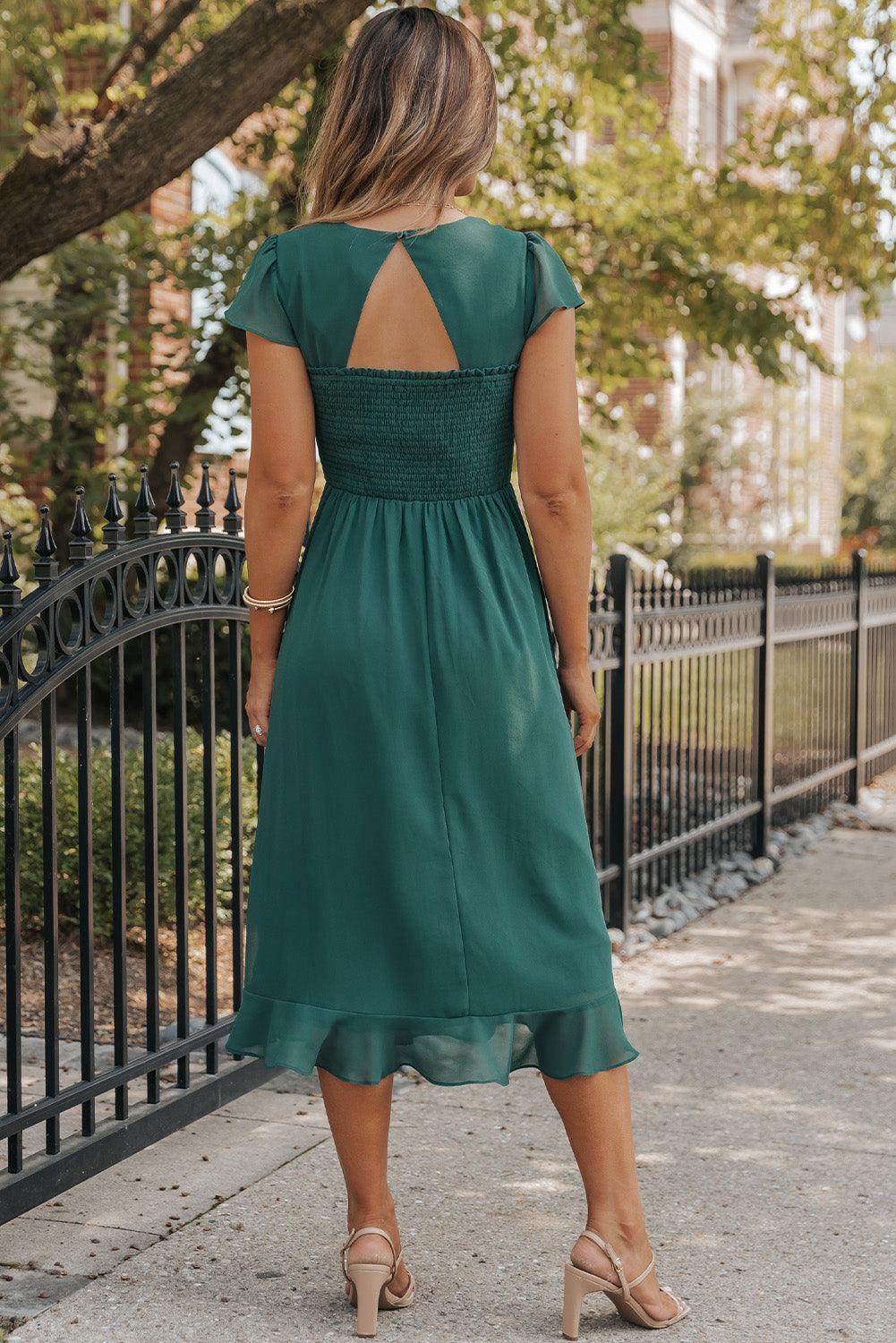 Robe midi fluide à dos ouvert