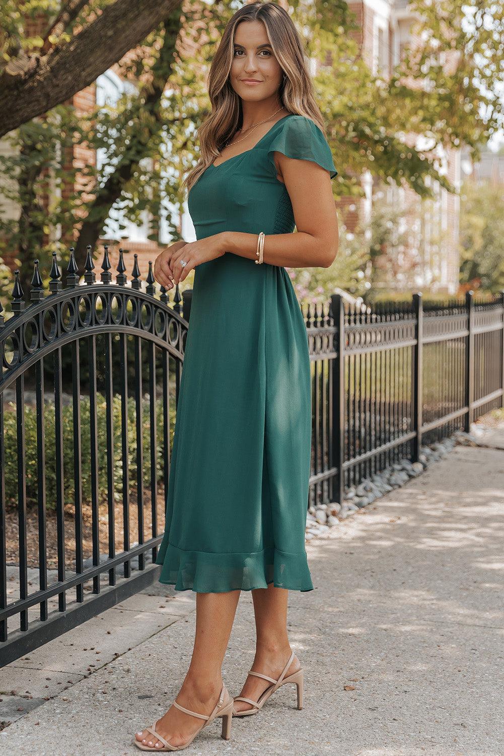 Robe midi fluide à dos ouvert