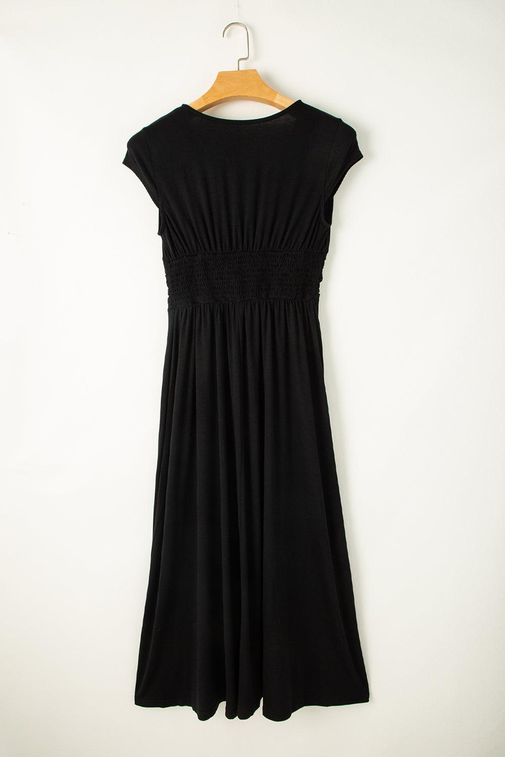 Robe longue fluide à manches courtes