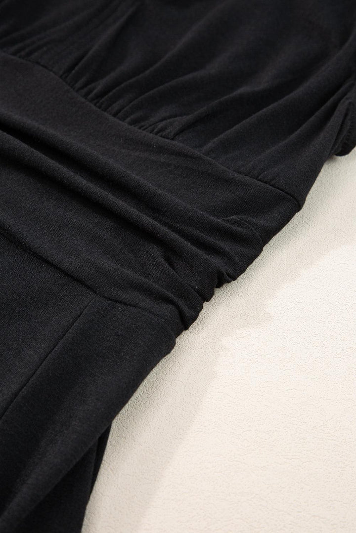 Robe longue fluide à manches courtes