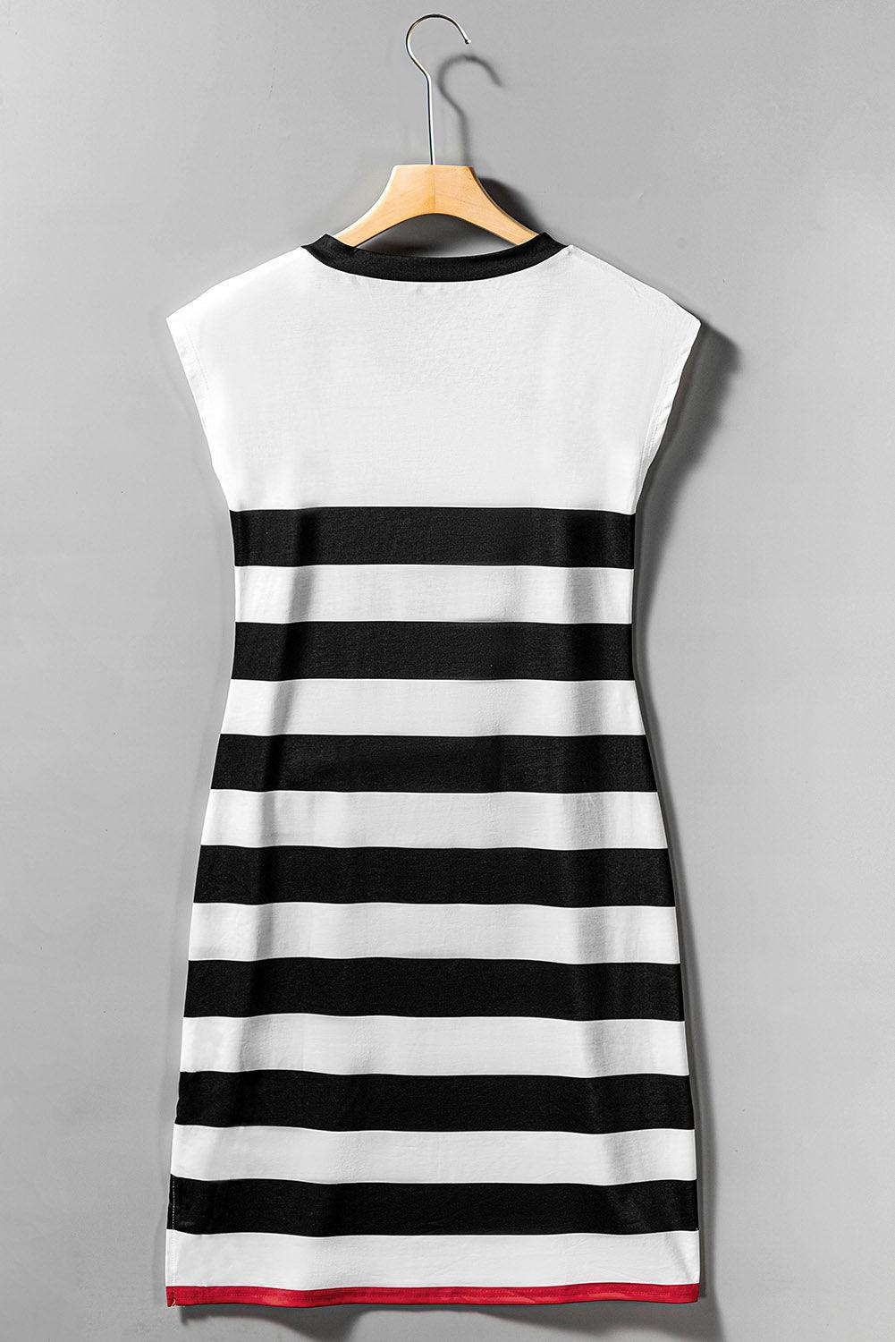 Robe midi rayée col V élégante